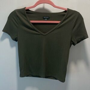 Wild Fable Dark Green Ribbed Crop Top